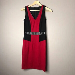 Cynthia Steffens black red sheath dress 0